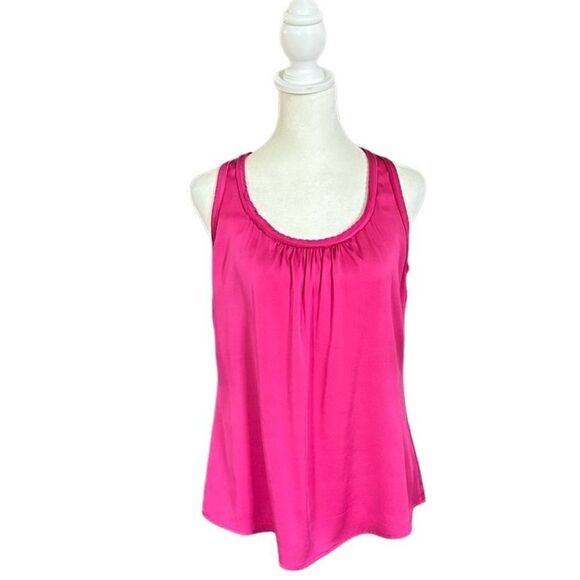 Trina Turk Tops - Trina Turk Silk Stretch Pink Racerback Scallop Trim Tank Top 298601 Size Medium